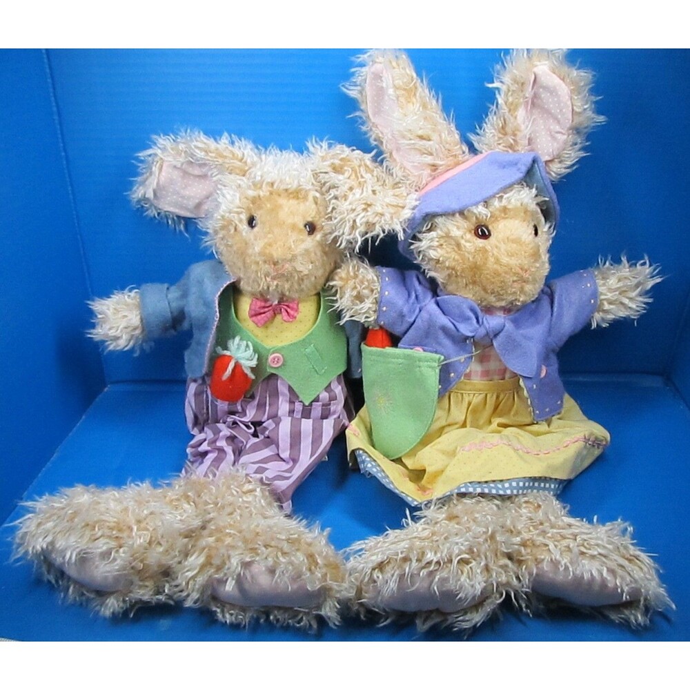 International Silver Co. Vtg 1996 Plush 22” Easter Bunny Mr & Mrs  Rabbit